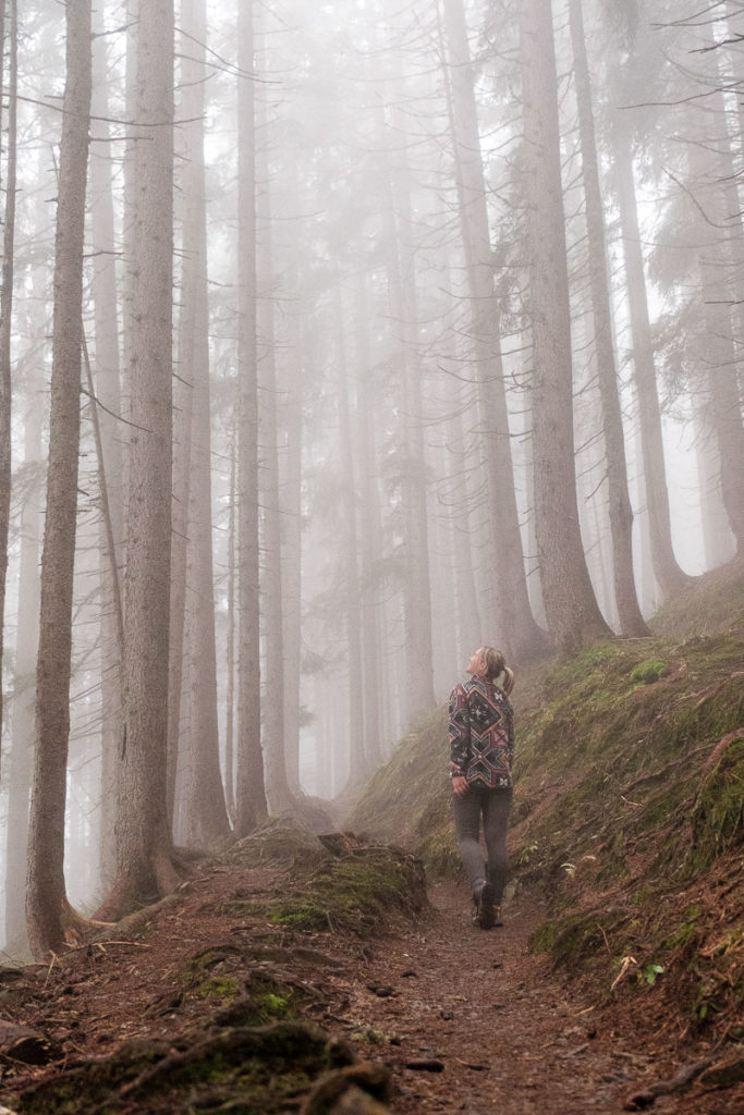 Mystische Atmosphäre bei der Wanderung durch das Duratal im Herbst im Kleinwalsertal.