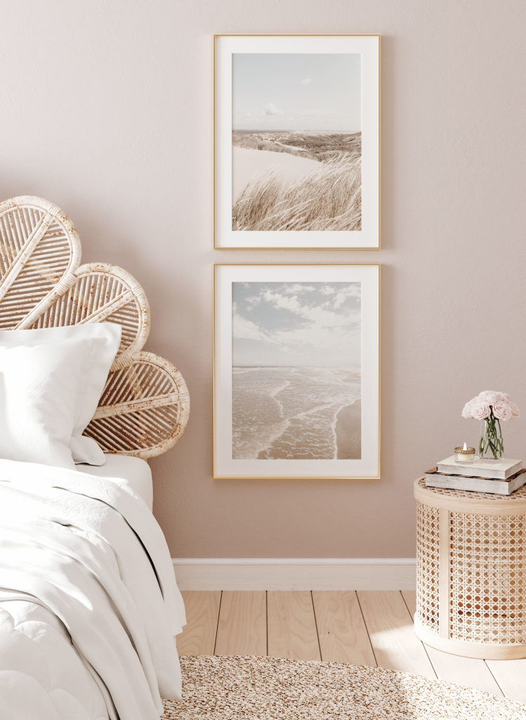 zweier Poster-Set als Bildergalerie im Schlafzimmer